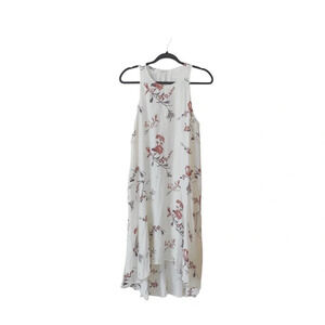 Leith White Pink Floral Print Sleeveless High Low Knee-length Dress Small Women